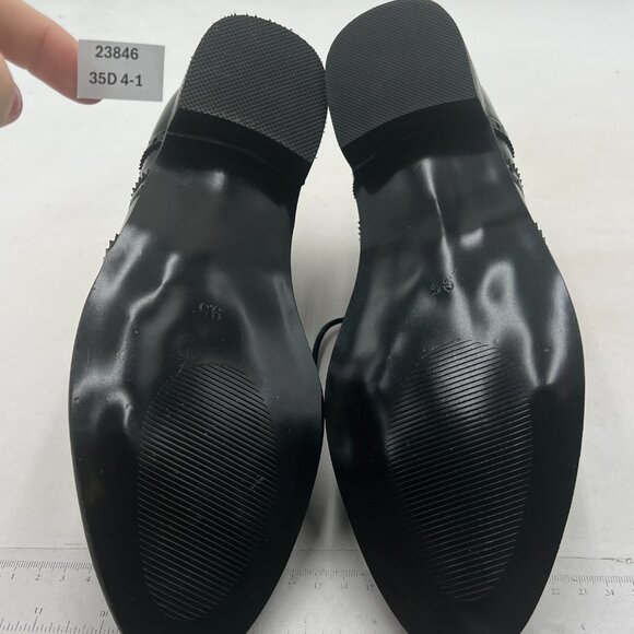Black Men\'s Black Leather Classic Lace Up Oxford Low Heel Round Toe Dress Pump main image 4